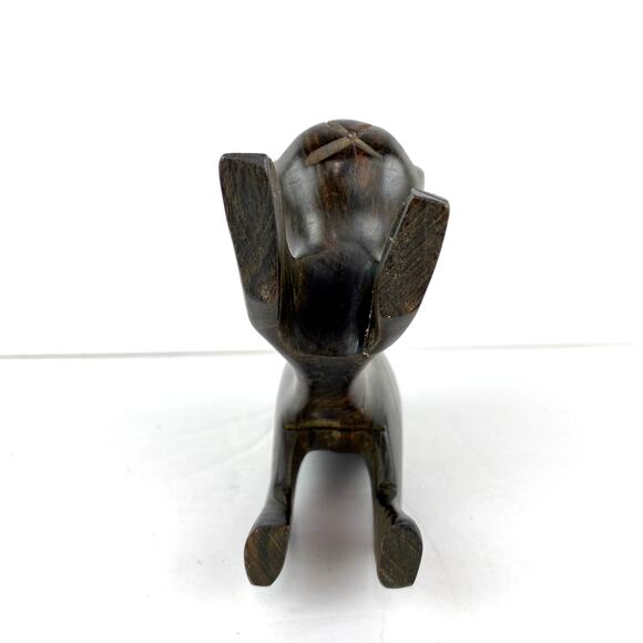 Hand Carved Dark Hardwood Cat Figurine Folk Art - Picture 6 of 9